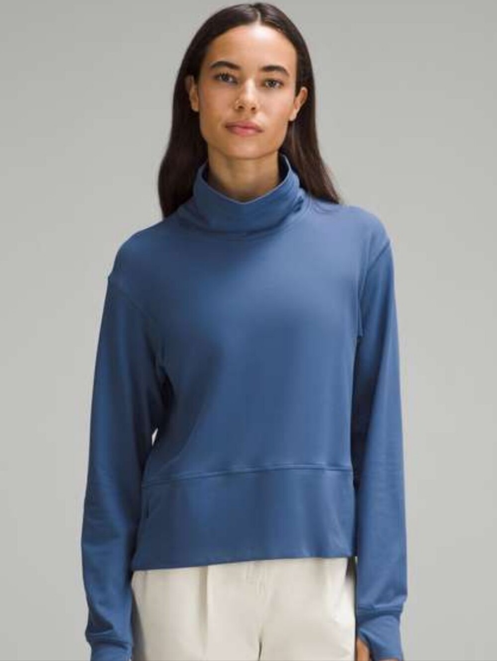 Lululemon Women's Size 8 Ready To Rulu Pullover Pitch Blue Funnel Neck Athletic